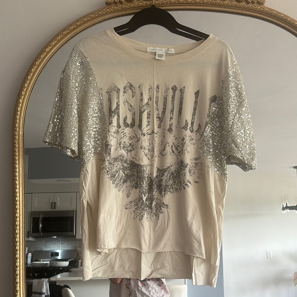 Nashville Graphic Tee with Silver Sequins